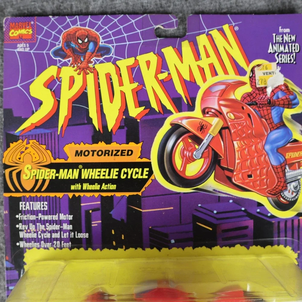 Vintage ToyBiz Spider-Man Wheelie Cycle Motorized Action Figure Toy 57456 1990s